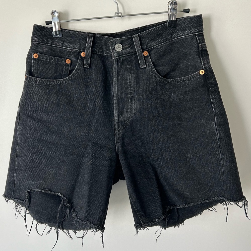 Levi’s Black Denim Mid Thigh Shorts